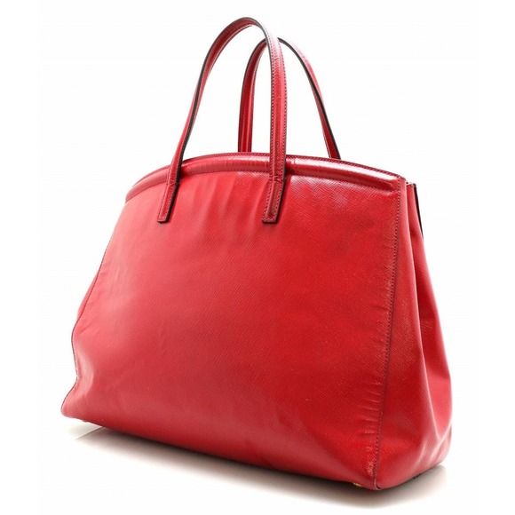 Prada Red Rosso Saffiano Logo Handbag - Picture 1 of 9